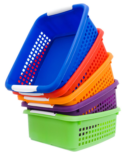 Use stacking bins to organize your smaller things,