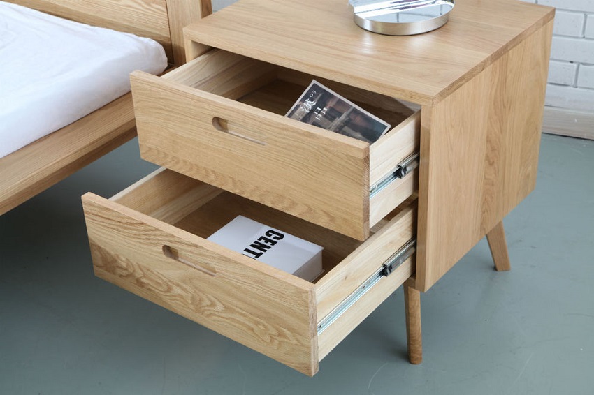 bedside tables are made from solid American white