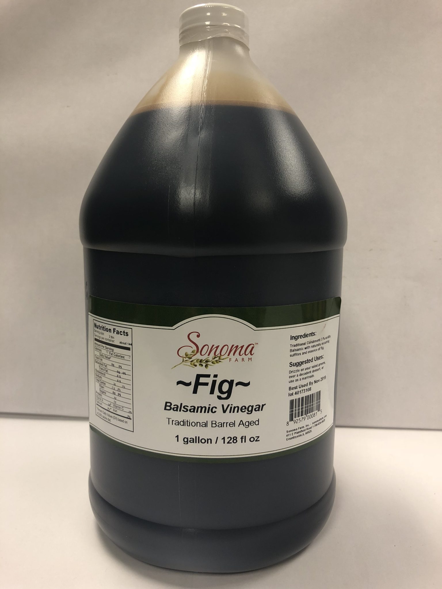 Fig Balsamic Vinegar Traditional Barrel Aged Bulk 1 Gallon / 3.8 Liter